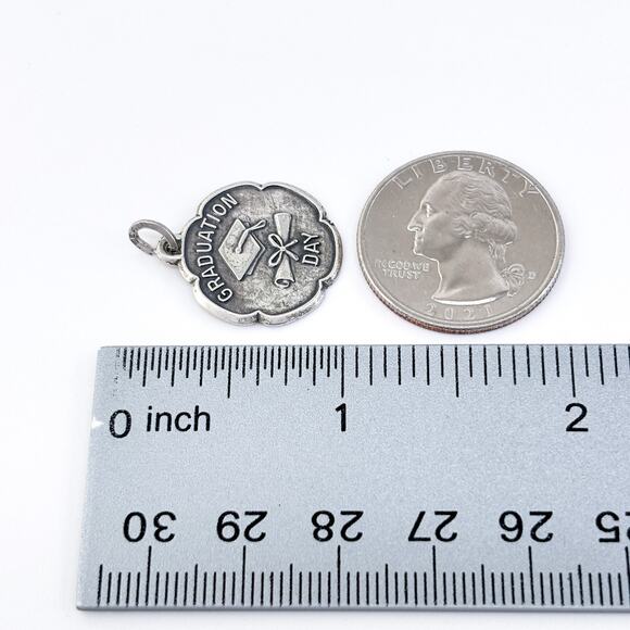 Vintage USA BEAU Sterling Silver 925 2cm Graduation Cap Diploma Charm Pendant - Picture 7 of 7